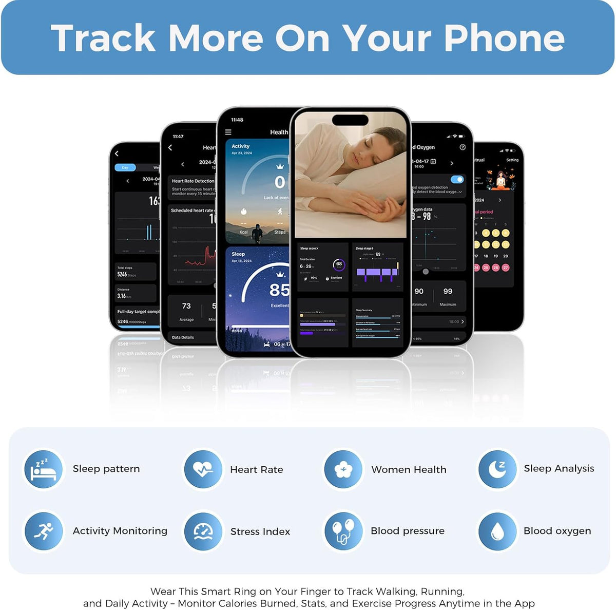 Wrongduck Anneau Intelligent Bluetooth Contrôle Gestuel Suivi de Santé