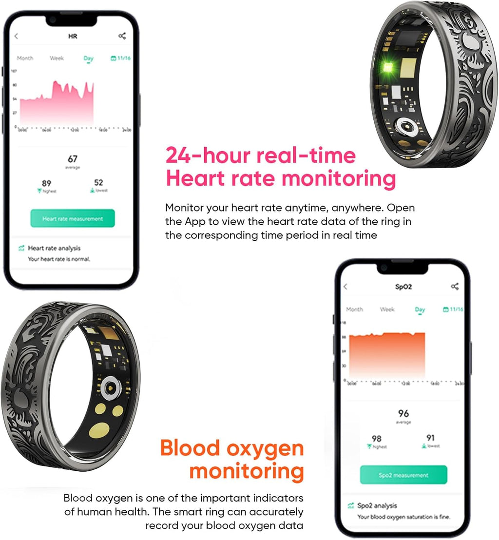 Wrongduck Anneau Intelligent Bluetooth Gothique Suivi de Santé