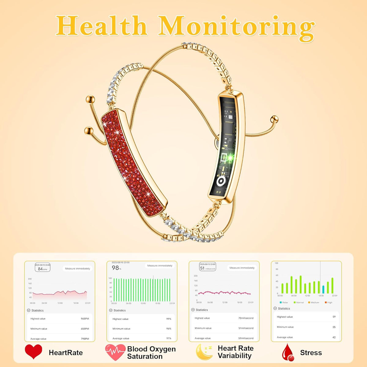 Wrongduck GR1 Bracelet Intelligent Suivi de Santé et Fitness pour Femmes