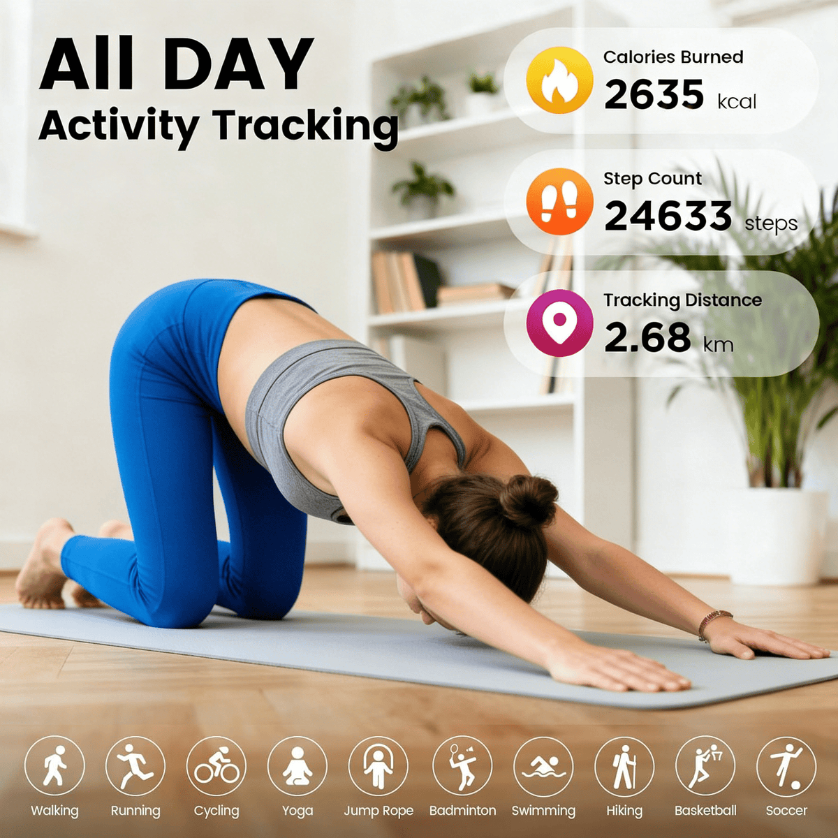Wrongduck GR1 Bracelet Intelligent Suivi de Santé et Fitness pour Femmes