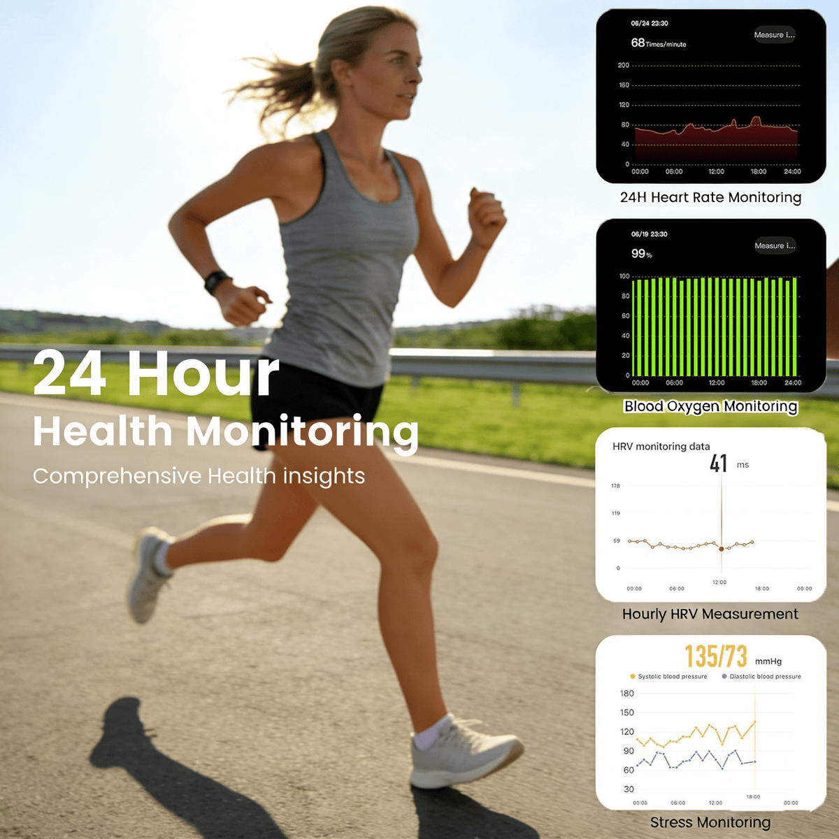 Wrongduck GR1 Bracelet Intelligent Suivi de Santé et Fitness pour Femmes