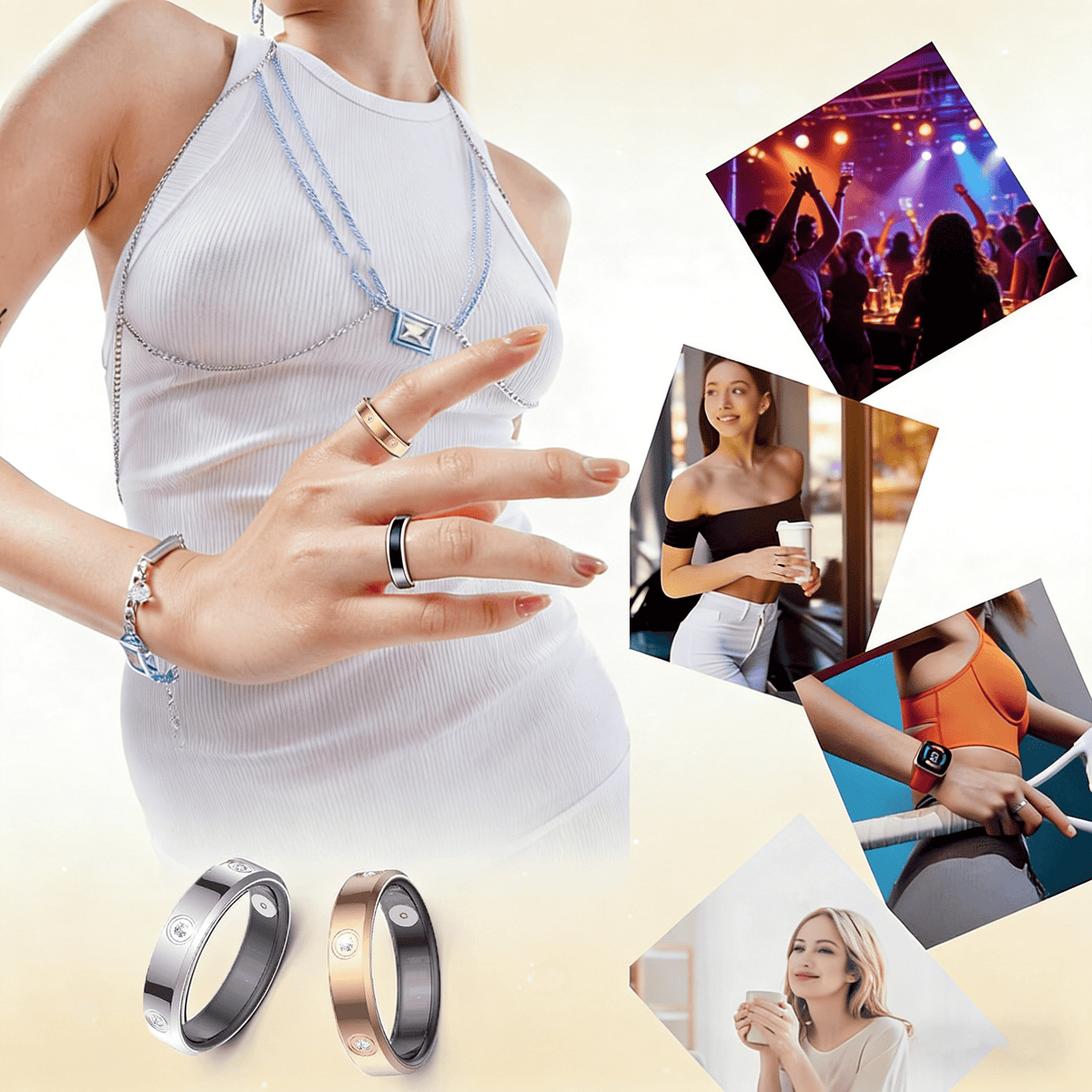 Wrongduck HR1 Anneau Intelligent Bluetooth Suivi de Santé pour Femmes