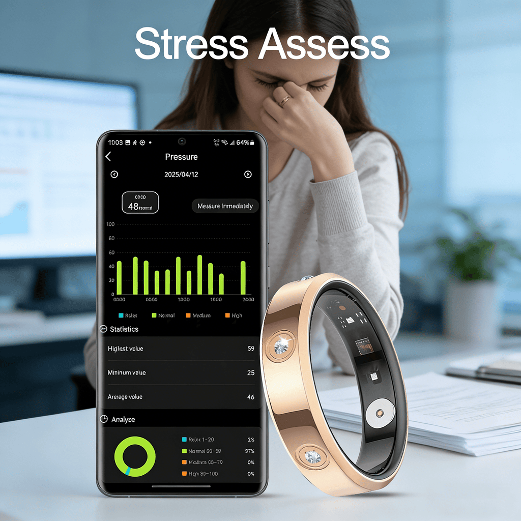 Wrongduck HR1 Anneau Intelligent Bluetooth Suivi de Santé pour Femmes