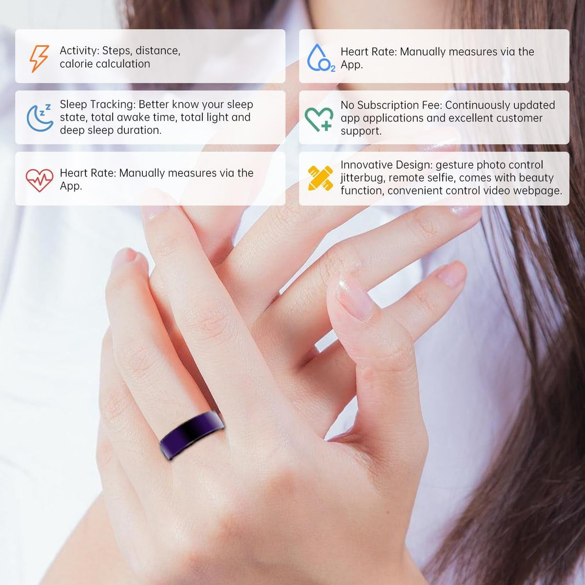 Wrongduck Anneau Intelligent Bluetooth Violet Suivi de Santé