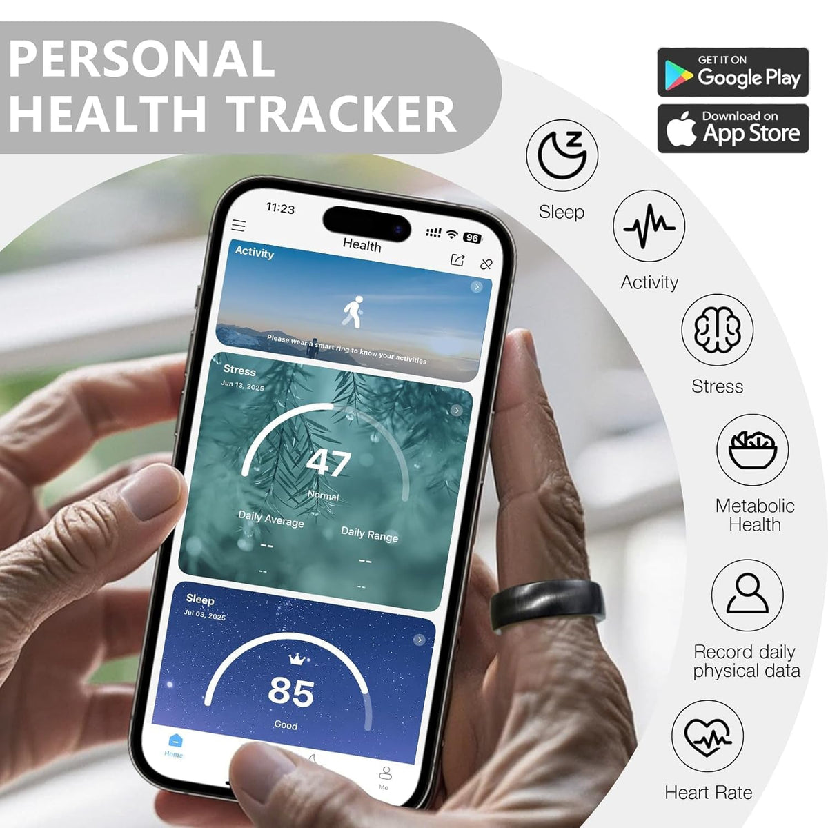 Wrongduck R10 Anneau Intelligent Bluetooth Suivi de Santé
