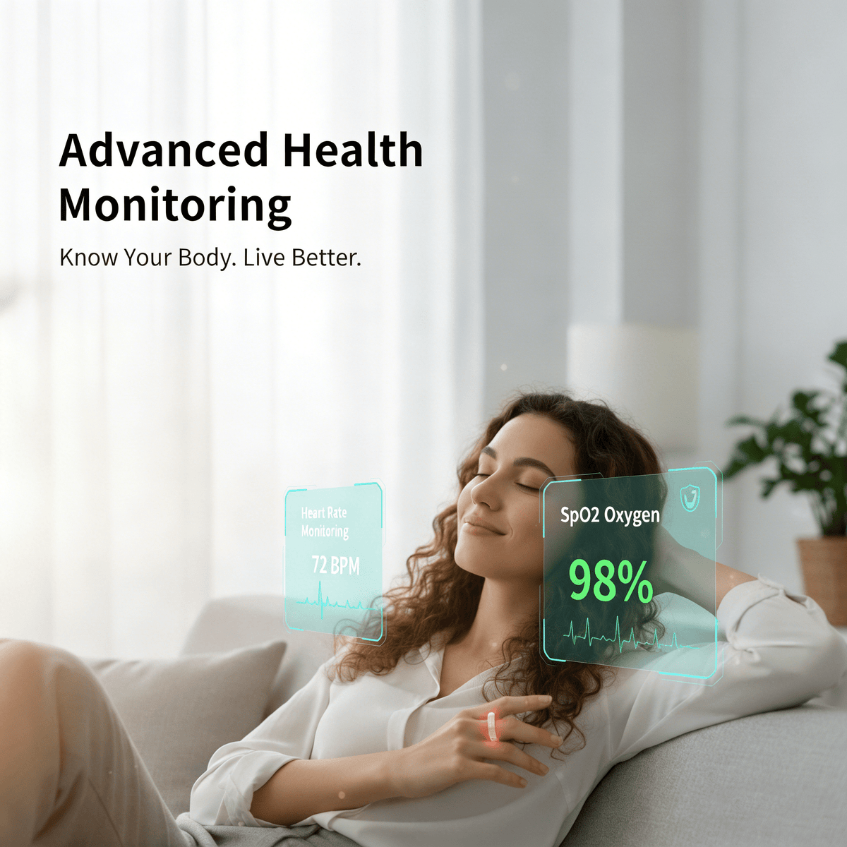 Wrongduck Anneau Intelligent Bluetooth Rétro Suivi de Santé pour Femmes