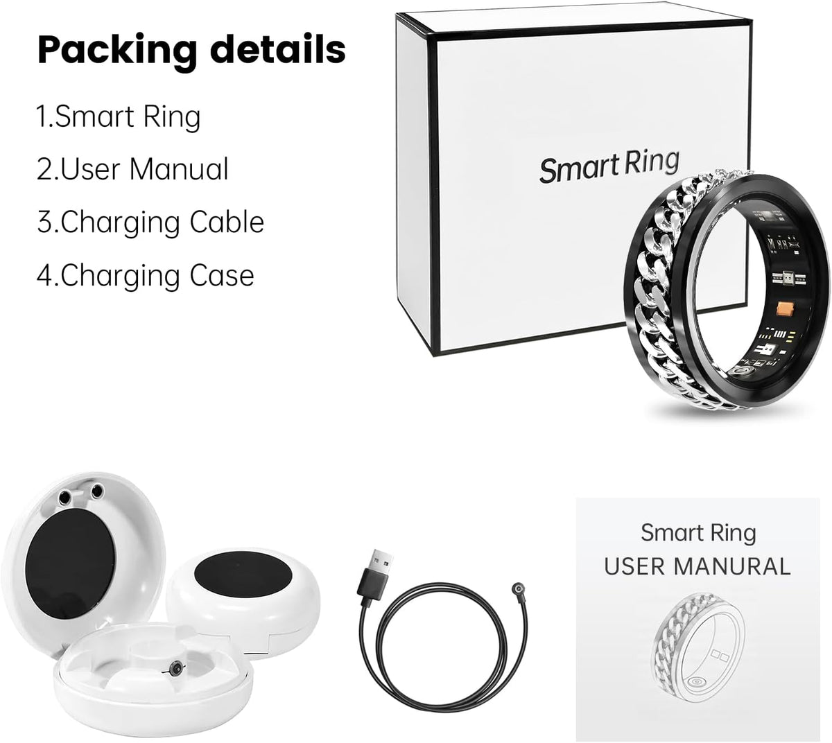 Wrongduck Anneau Intelligent Bluetooth Décompression Rotatif Suivi de Santé