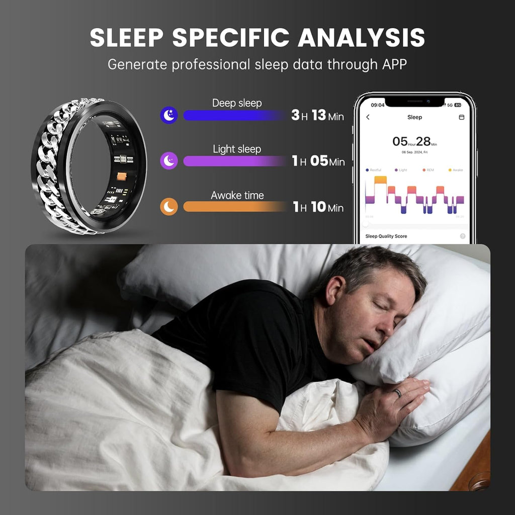 Wrongduck Anneau Intelligent Bluetooth Décompression Rotatif Suivi de Santé