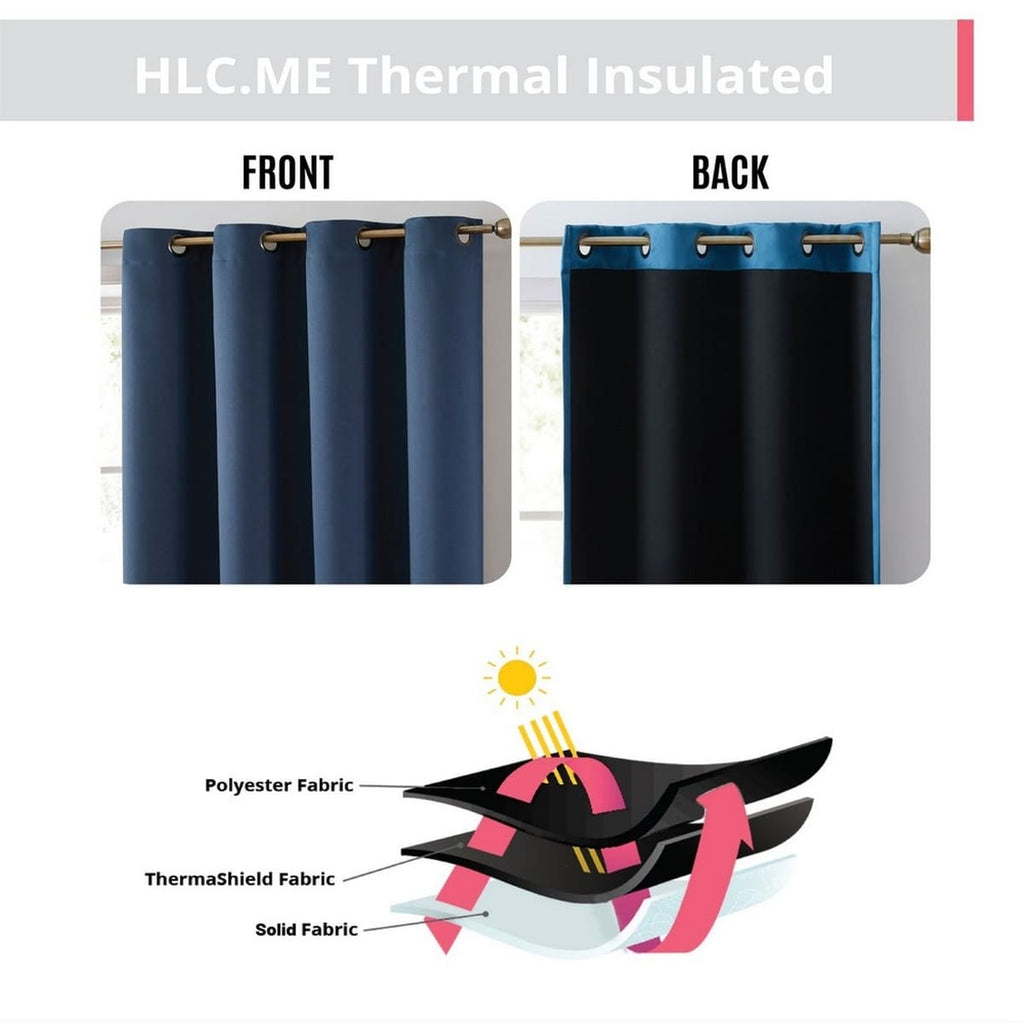 Thd Lawrence 100% Full Blackout Thermal Insulated Energy-Saving Grommet Curtain Panels (Set of 2)