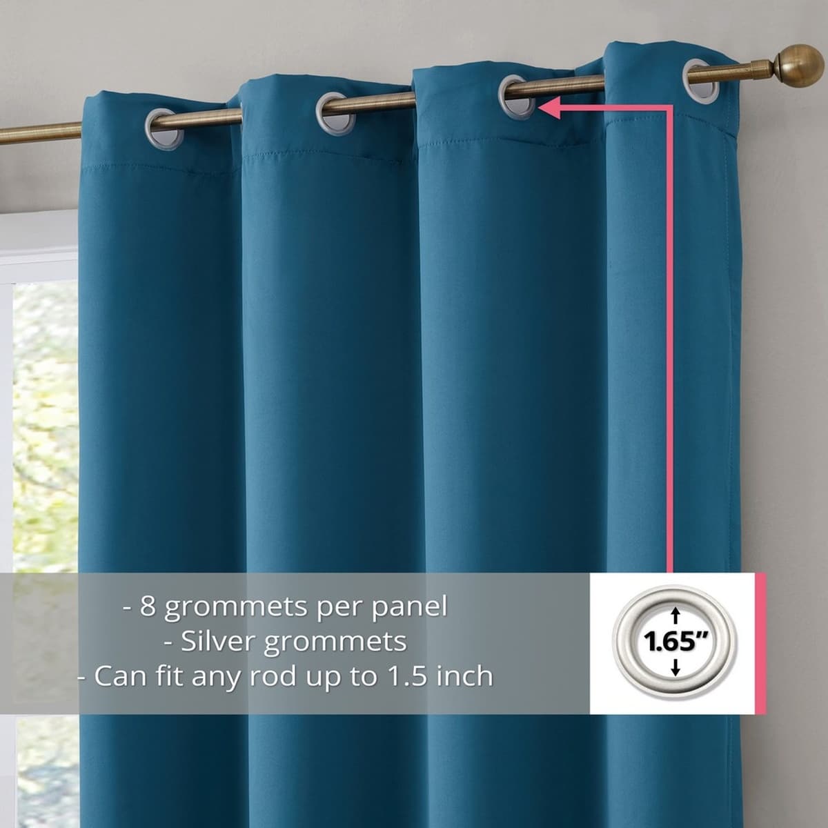 Thd Virginia 100% Blackout Grommet Total Privacy Curtain Panels - Set of 2