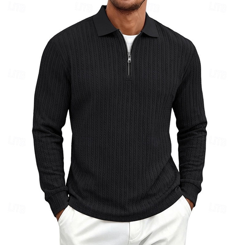 Bryson | Strukturiertes Polo-Shirt mit Reißverschluss