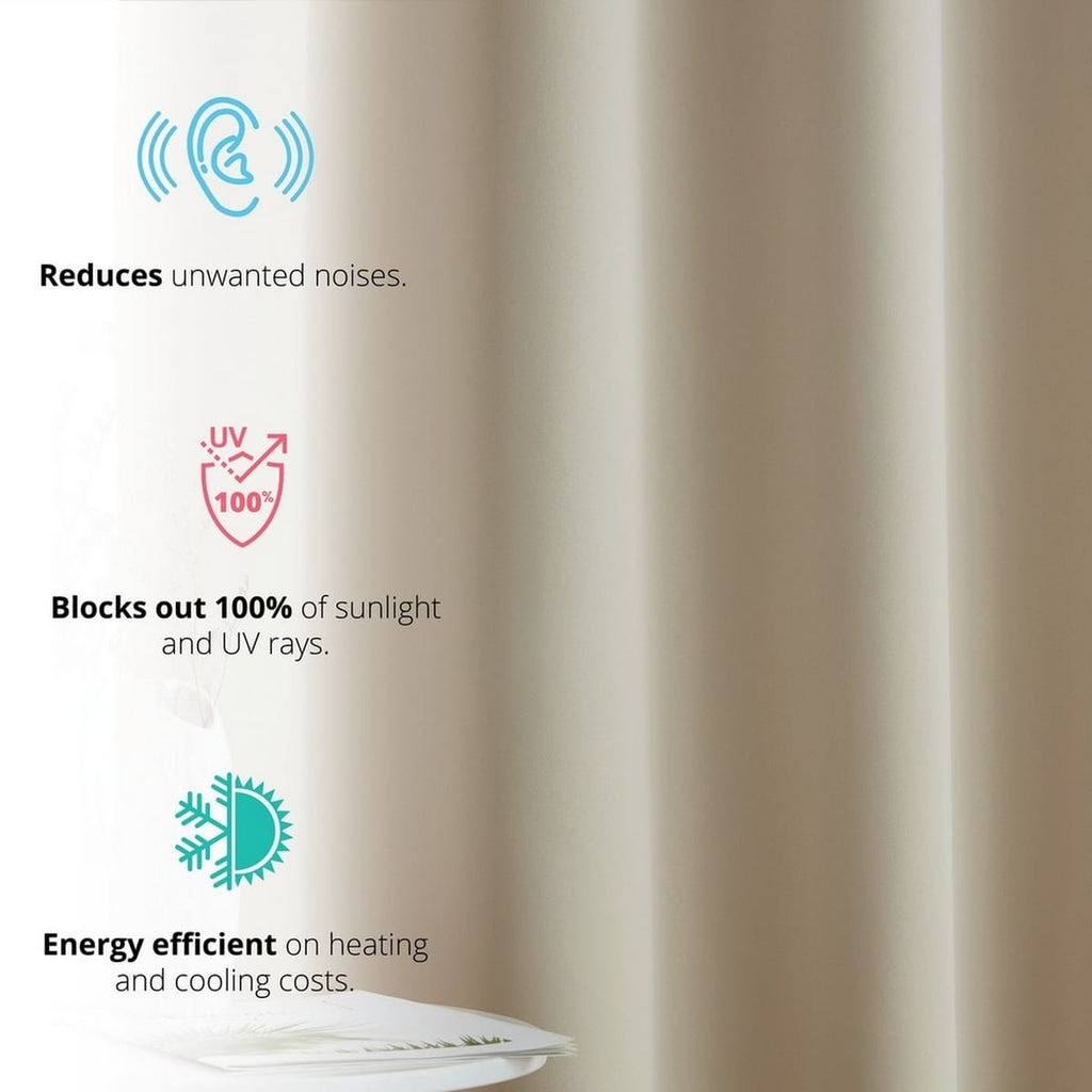 Thd Virginia 100% Blackout Grommet Total Privacy Curtain Panels - Set of 2