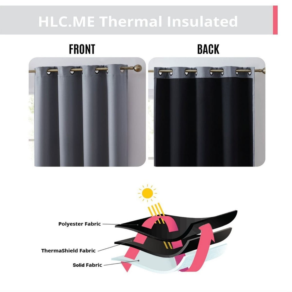 Thd Lawrence 100% Full Blackout Thermal Insulated Energy-Saving Grommet Curtain Panels (Set of 2)