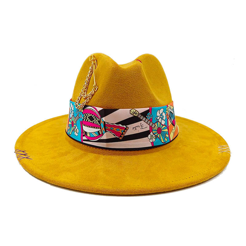 Handmade Fedora Cotton Hat with Monochrome Hatband