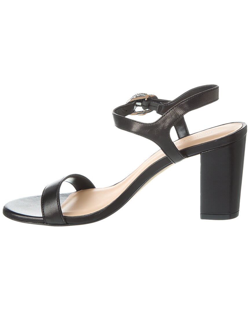 Stuart Weitzman Crystal 75 Leather Block Sandal