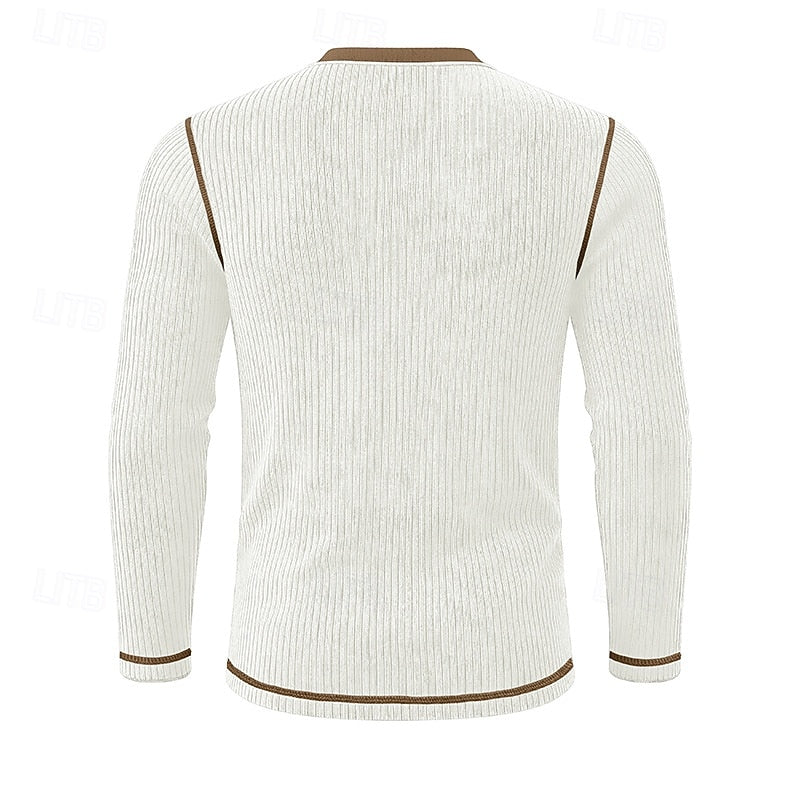 Owen | Geripptes Henley-Shirt mit langen Ärmeln