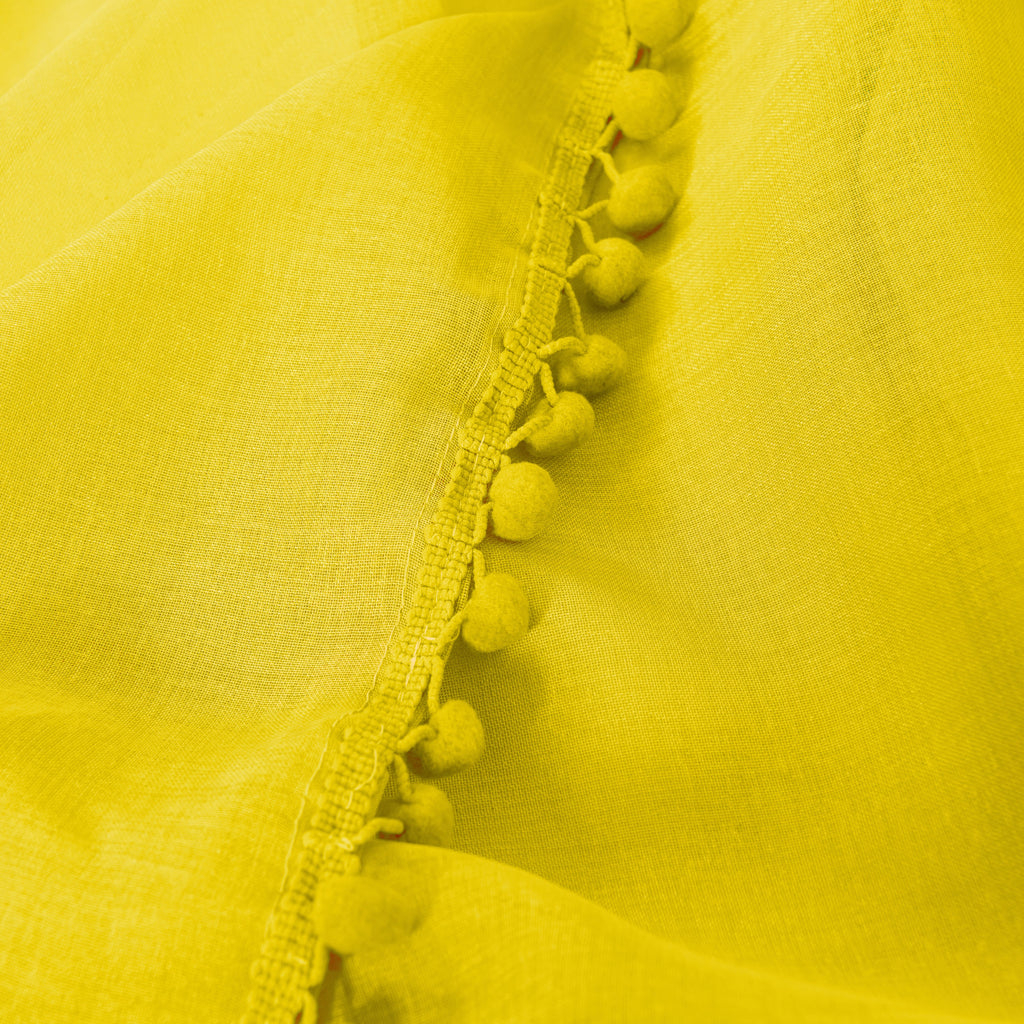 Elegant Comfort Set of 2 Pom Pom Tasseled Sheer Curtain - Rod Pocket