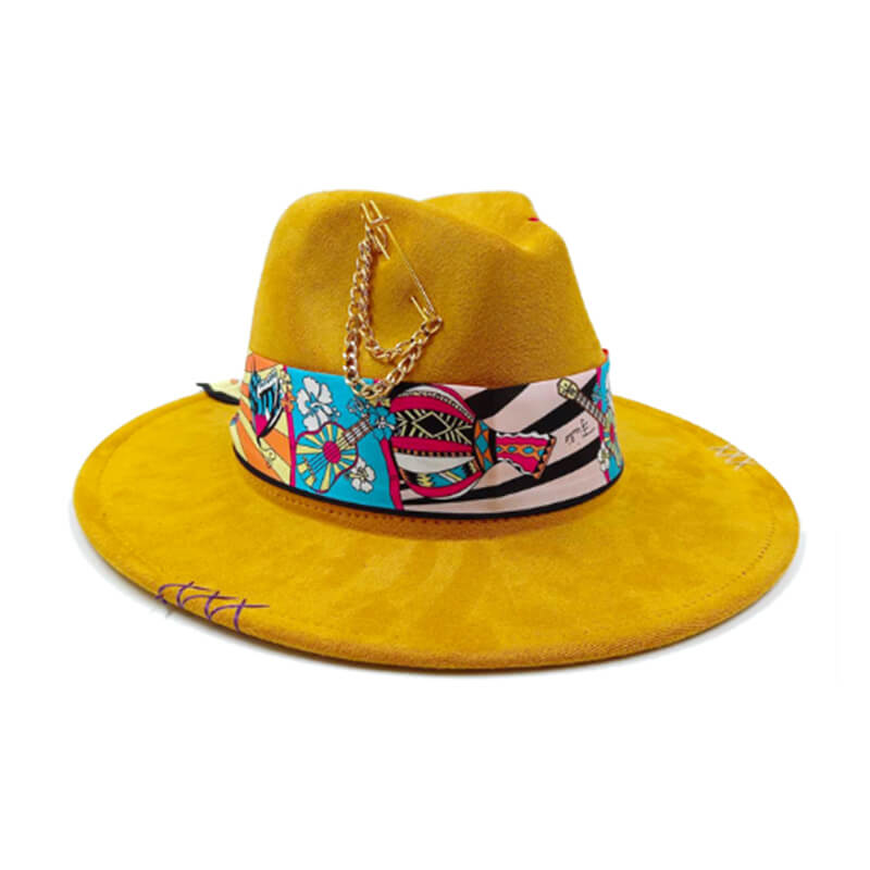Handmade Fedora Cotton Hat with Monochrome Hatband