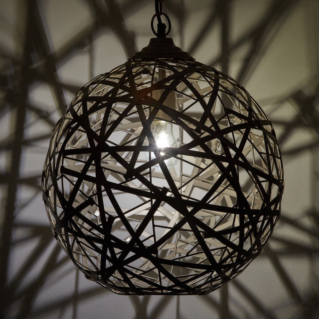 River of Goods Hanging Metal Orb Pendant, Antique Nickel