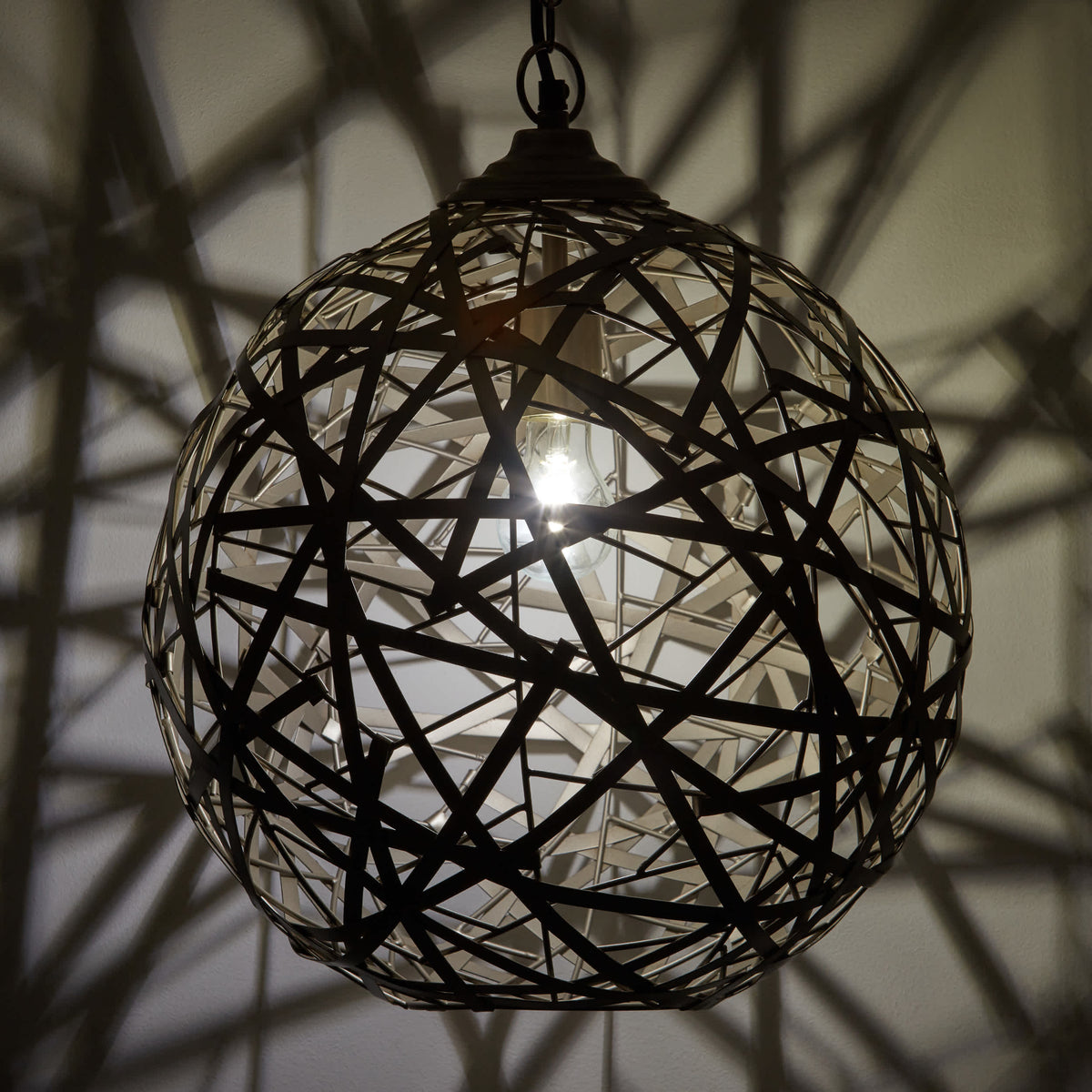 River of Goods Hanging Metal Orb Pendant, Antique Nickel