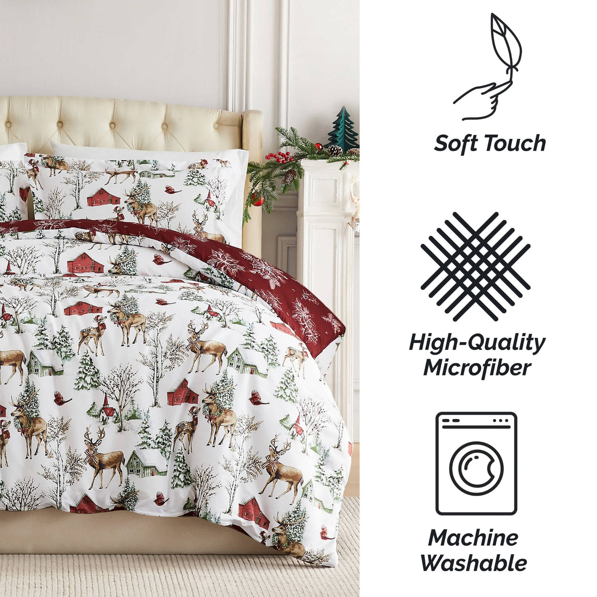 Southshore Fine Linens White Christmas Oversized Comforters Set