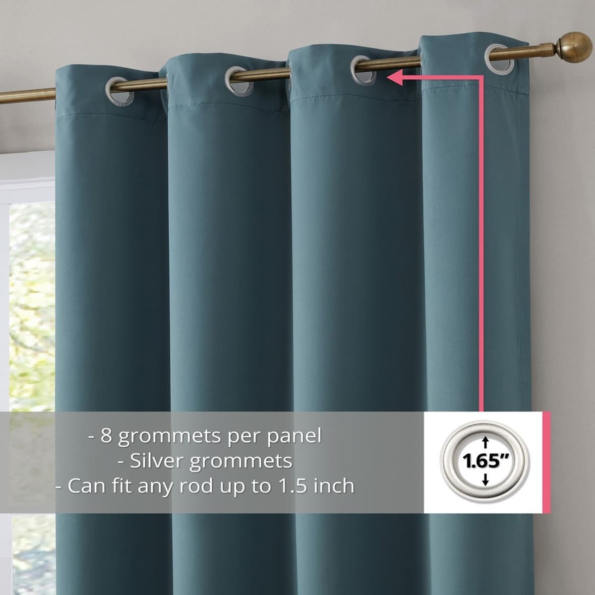 Thd Virginia 100% Blackout Grommet Total Privacy Curtain Panels - Set of 2