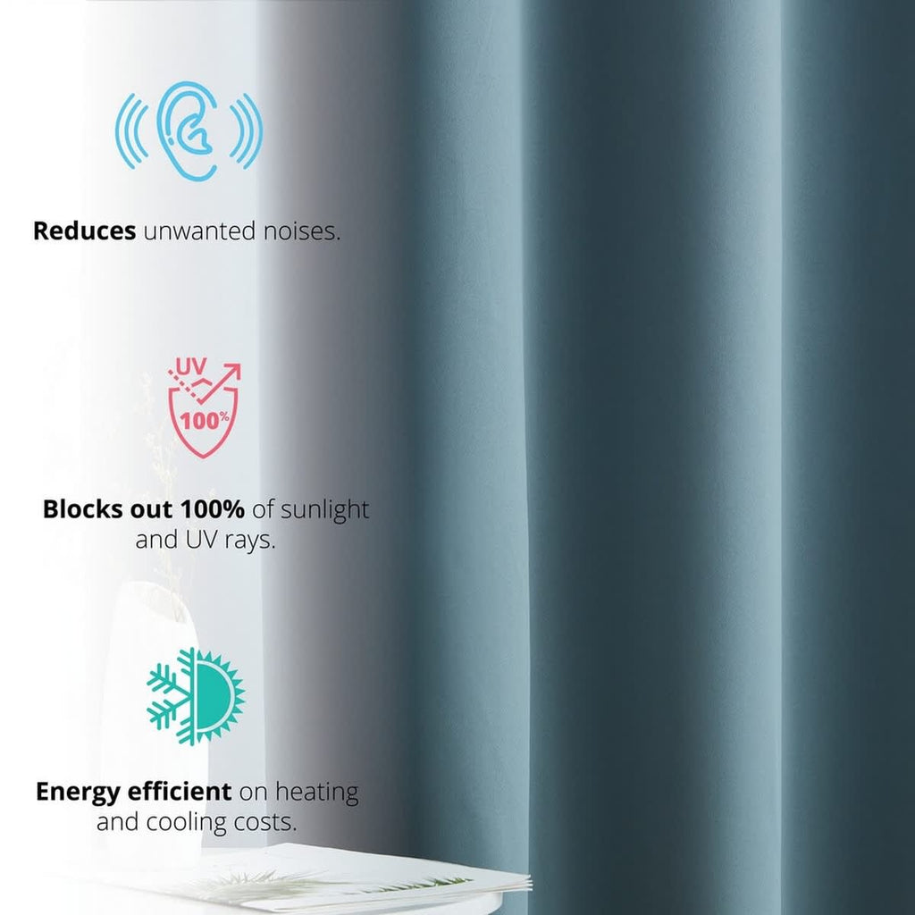 Thd Virginia 100% Blackout Grommet Total Privacy Curtain Panels - Set of 2