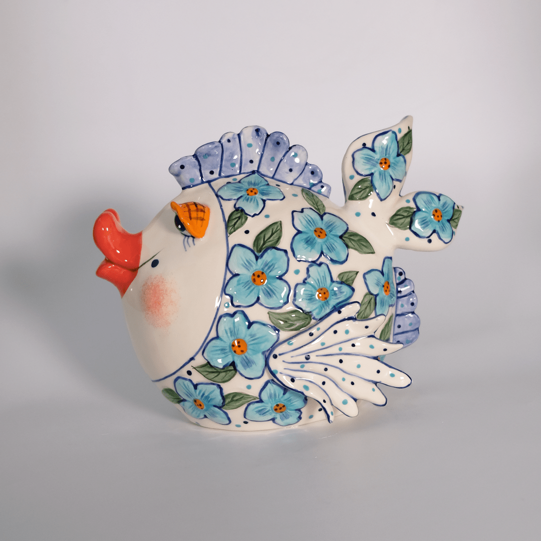 Flower Fish Figurine - Blue