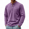Theodore | Vintage-Waschung Langarm-Henley-Shirt