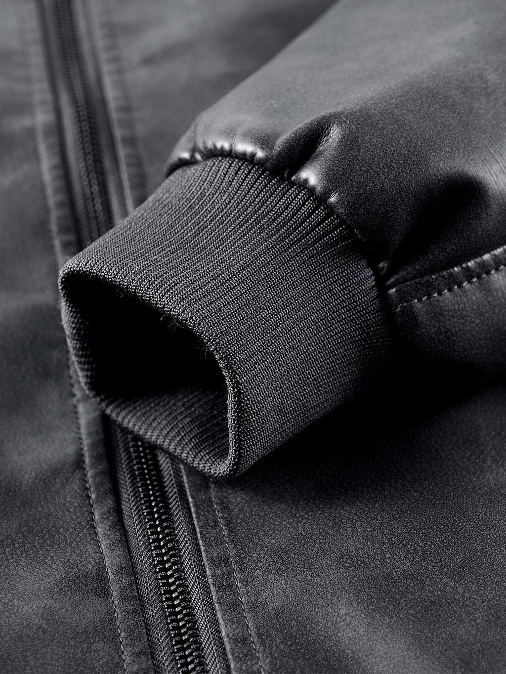 Fleece Lined Washed Distressed Leather Bomber Jacket