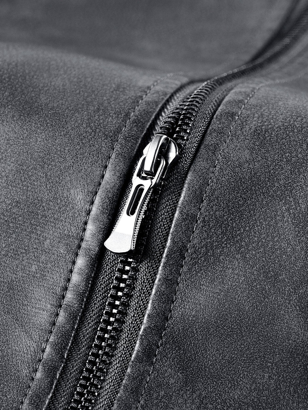 Fleece Lined Washed Distressed Leather Bomber Jacket