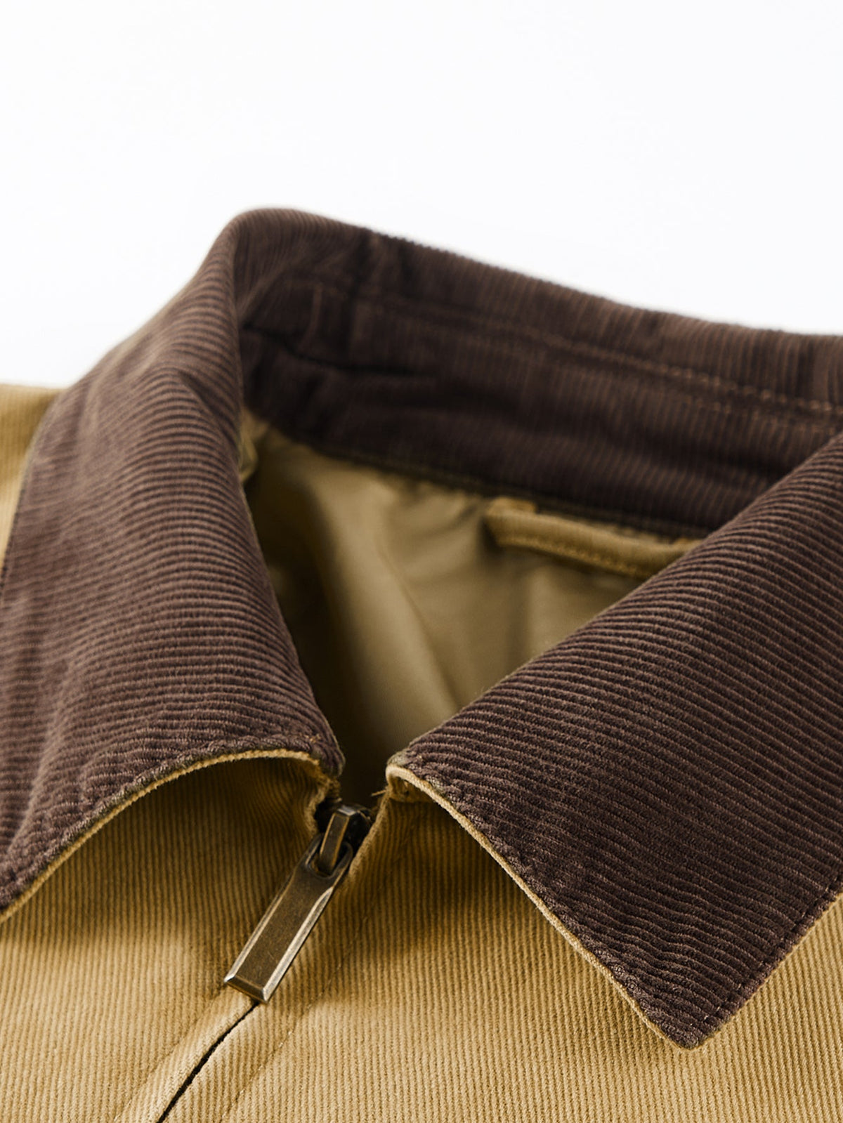 Washed Corduroy Collar Zip-Up Jacket