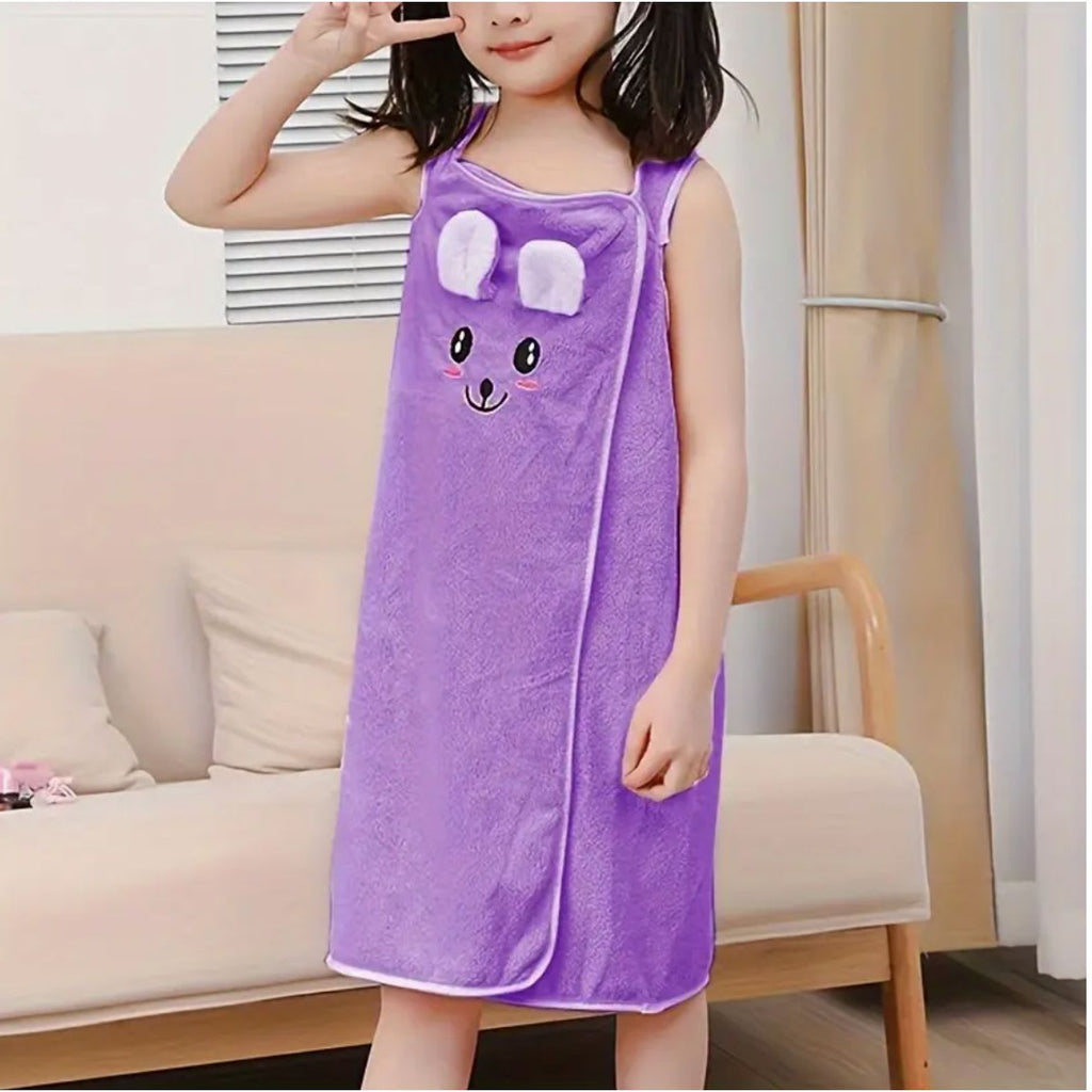 Kids Cute Cartoon Bunny Wearable Bath Towel