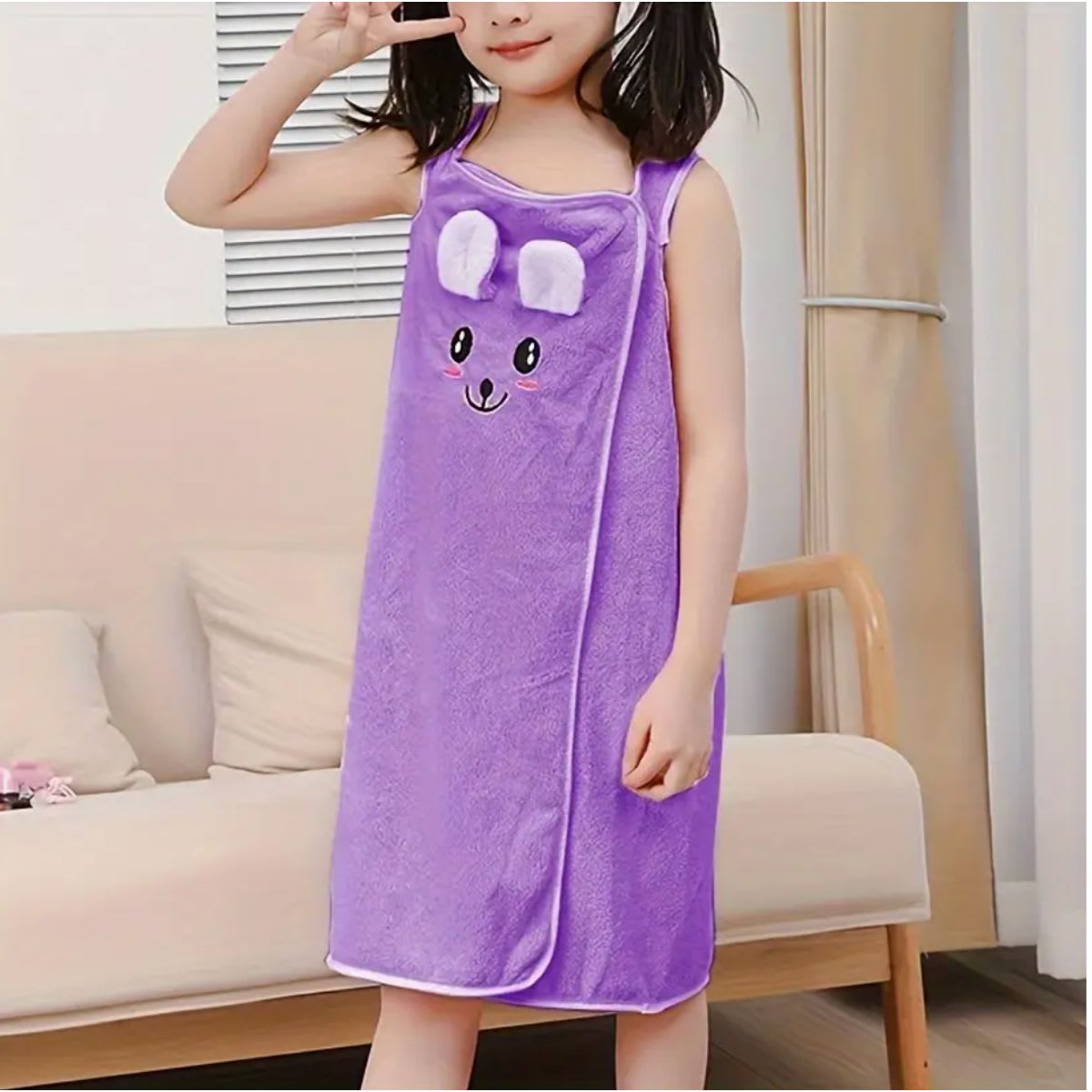 Kids Cute Cartoon Bunny Wearable Bath Towel