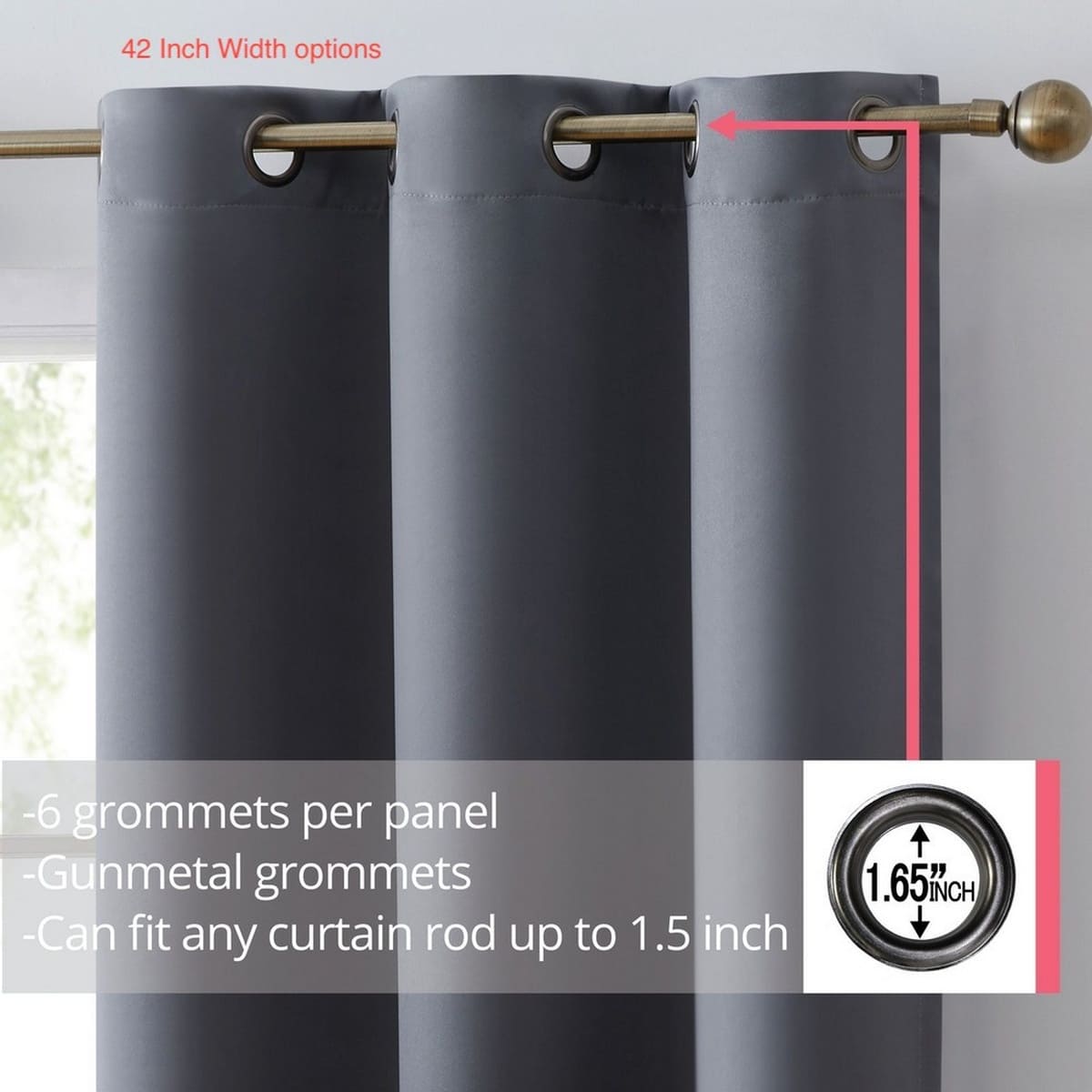 Thd Lawrence 100% Full Blackout Thermal Insulated Energy-Saving Grommet Curtain Panels (Set of 2)