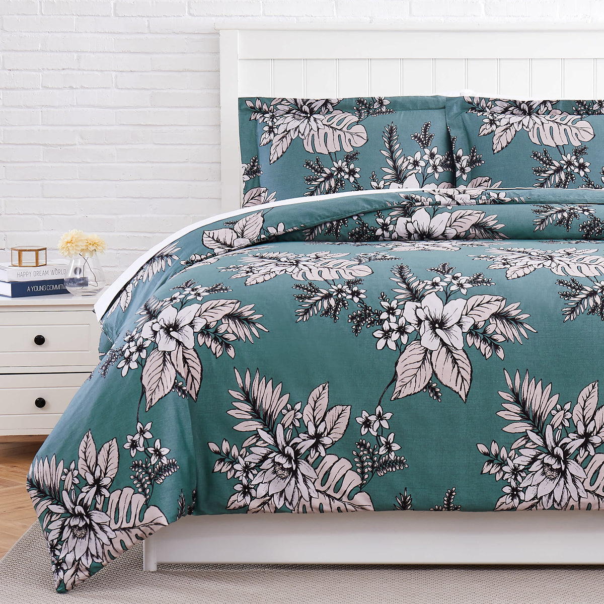 Southshore Fine Linens Flora 300 Thread-Count 100% Cotton Duvet Cover Set